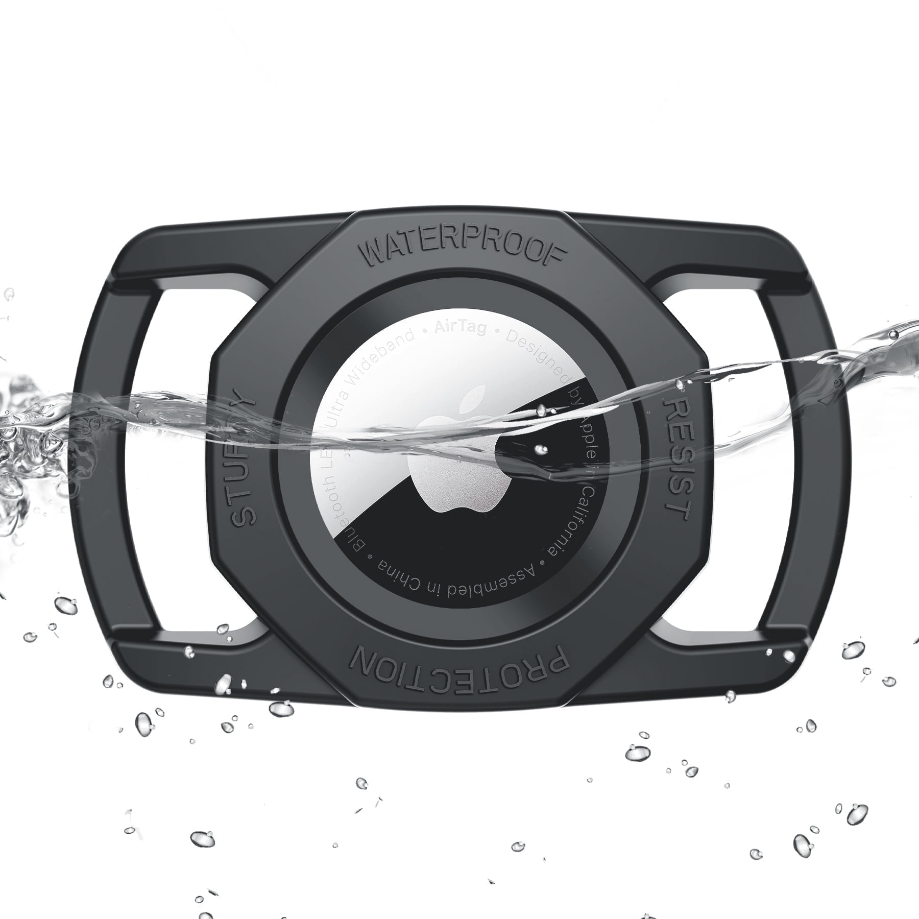 Rantice Airtag Dog Collar Holder, [1 Pack] Waterproof Airtag Case for Dog Collar, TPU & Silicone Full Body Covered Anti-Lost Apple Air Tag Collar Holder Airtag Case for Pet Collar Backpack, Black