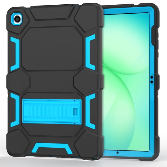 Rantice Case for Samsung Galaxy Tab A11+ (2026), A9+/A9 Plus 11 Inch (2024), Heavy Duty Rugged Shockproof 3-Layers Protective Case with Kickstand for SM-X230/X235/X210/X216/X218, Black+SkyBlue