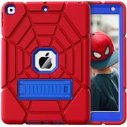 Rantice Kids Case for iPad 9th Generation Case, iPad 8th/7th Generation Case, Heavy Duty Shockproof Rugged Protective Cover for iPad 10.2 Inch 2021/2020/2019,Red+Blue