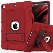 Rantice iPad 9th Generation Case, iPad 8th Generation Case, iPad 7th Generation Case, Hybrid Shockproof Rugged Drop Protection Cover with Kickstand for iPad 10.2'' 2021/2020/2019 ReleasedRed+Black