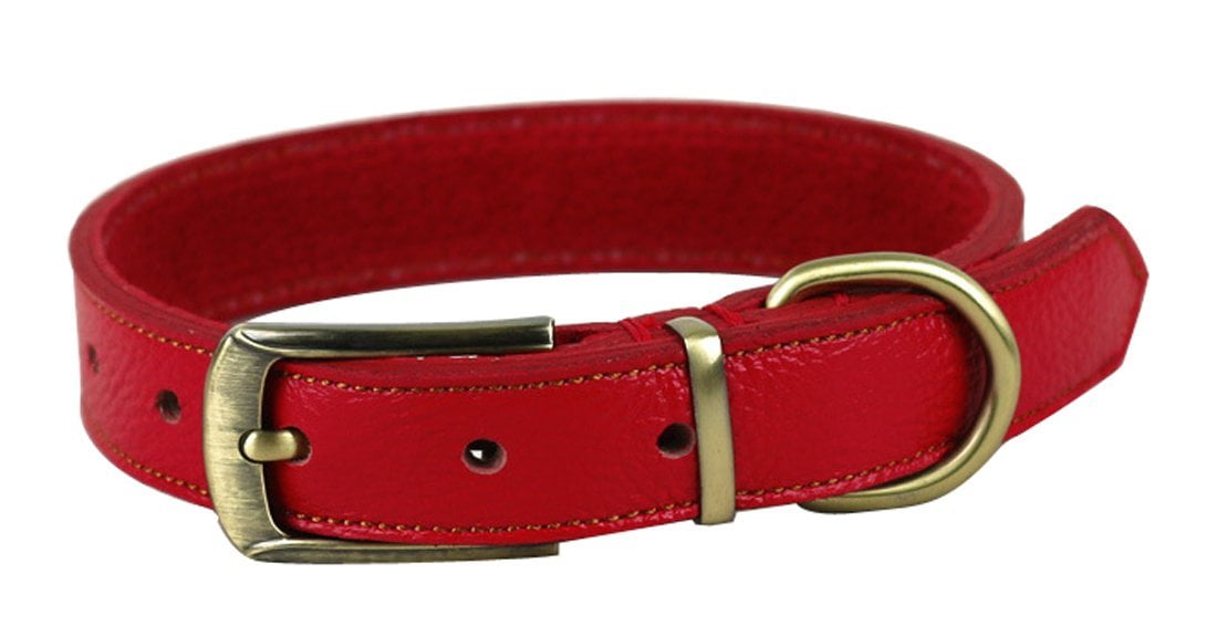 Rantow Leather Classic Dog Collar with Tough Copper Buckle Belt Style