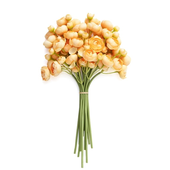 Ranunculus Artificial Flower,Faux Silk Flowers for DIY Bouquet,Bulk Wedding Fake Filler Flowers,18Pcs