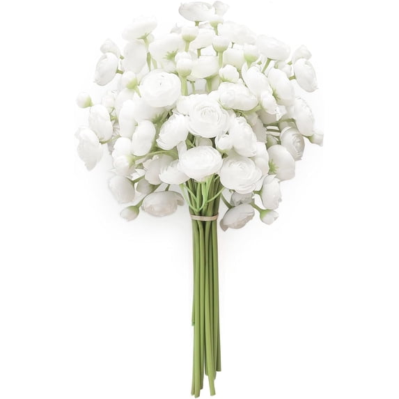 Ranunculus Artificial Flowers 18 Pcs Champagne Faux Silk Mini Ranunculus Bulk Fake Wedding Filler Flowers for DIY Cream Bouquets, Centerpieces, Bridal Shower Decorations & Arrangements