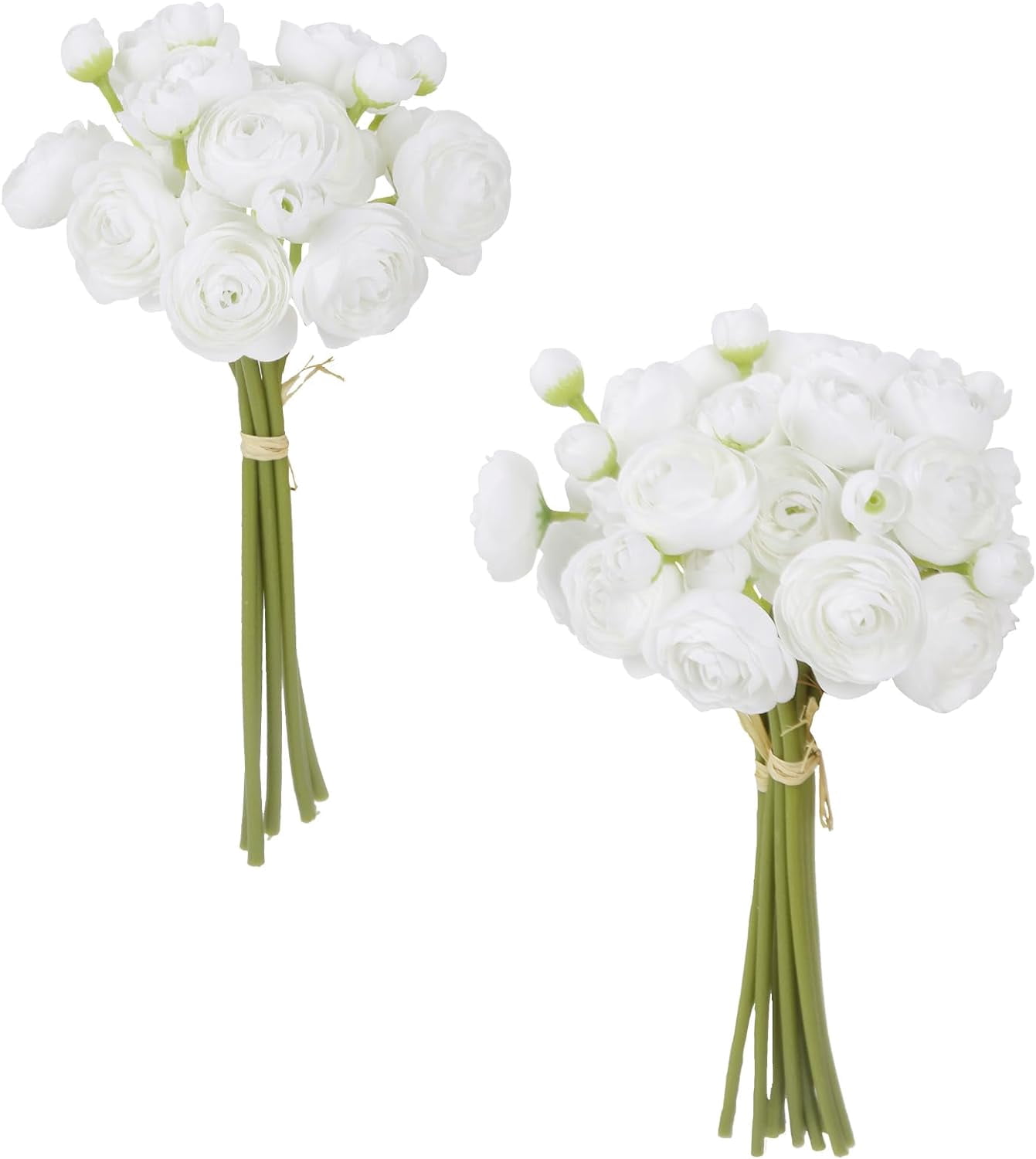 Ranunculus Artificial Flowers 2 Bouquets Small White Flowers 12PCS Faux ...