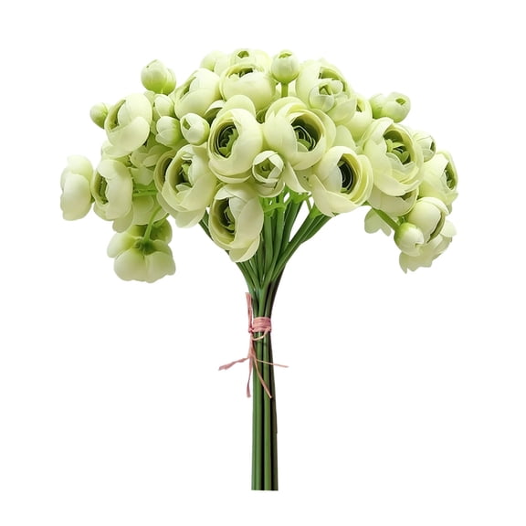 Ranunculus Artificial Flowers, 6Pcs 11In Silk Mini Ranunculus, Peonies Bulk for DIY Wedding Bouquet, Centerpieces, Bridal Shower Decor, Vase Fillers, Green