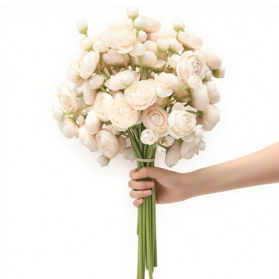 Ranunculus Artificial Flowers Faux Silk Flower Bouquet Fake Mini Ranunculus Wedding Decor for DIY Bouquets Centerpieces Bridal Shower 18 Pcs