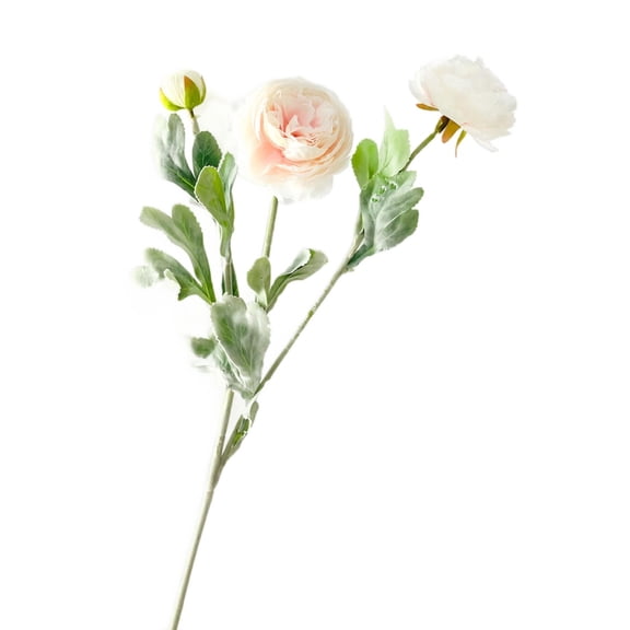 Ranunculus Artificial Flowers Light Pink 3 Head Faux Silk Flowers Artificial Flowers for Outdoors Home Decor Wedding Decorations for Vase Centerpieces 1 Pack