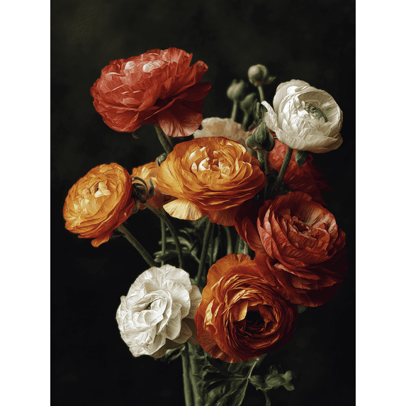Ranunculus Flower Canvas Print Wall Art for Living Room Office Hotel Lobby