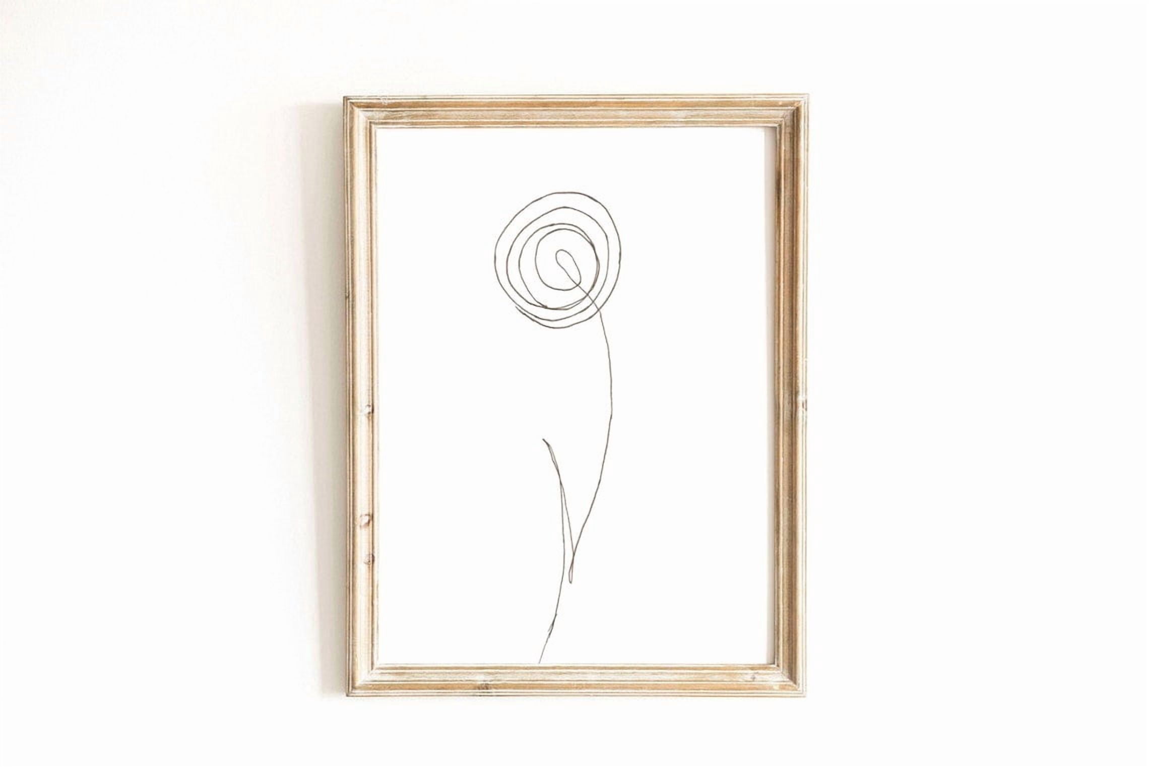 Ranunculus Line Minimalist Floral Drawing Wall Art Print, Botanical ...