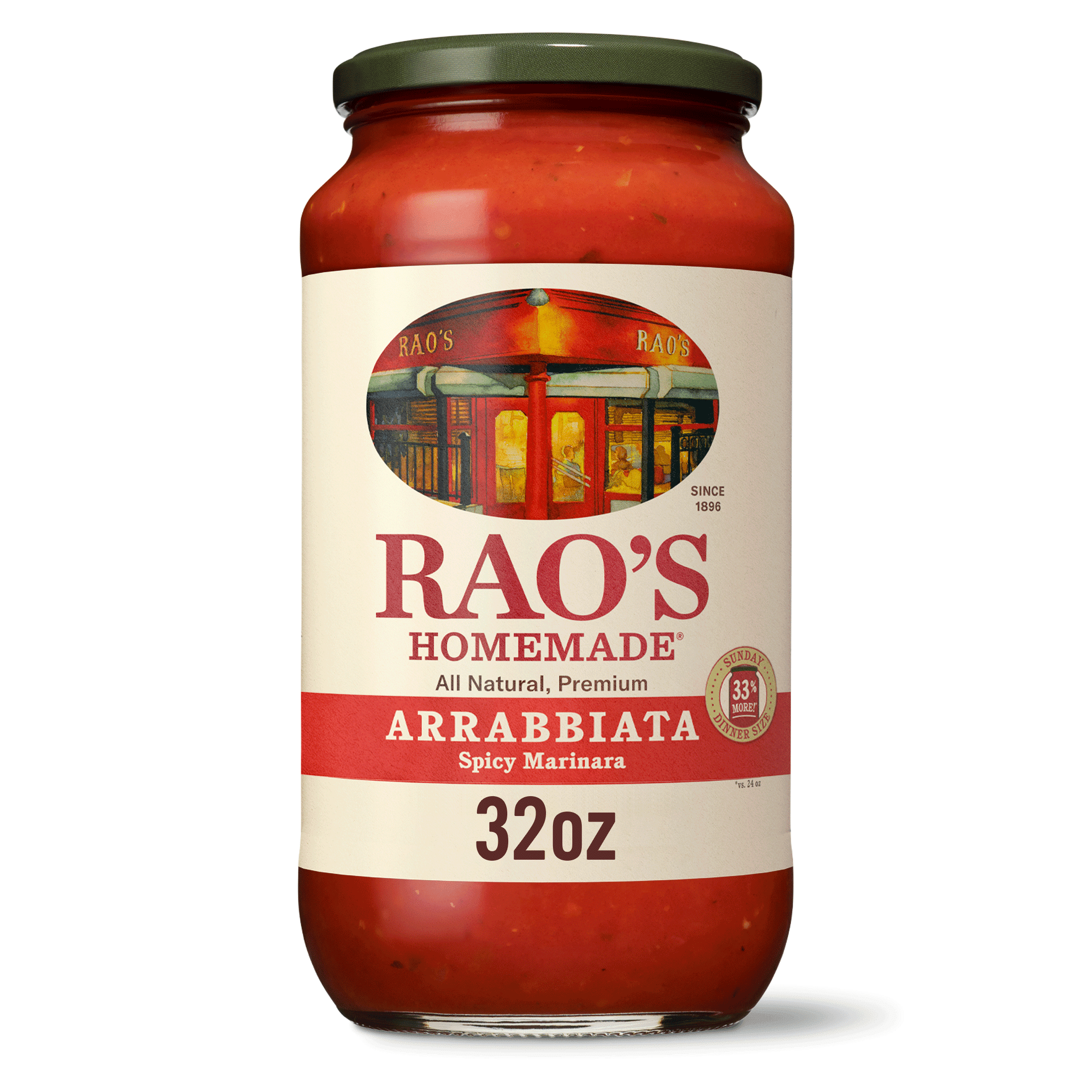 Rao's Homemade Arrabbiata Sauce 32 oz Spicy Tomato Sauce Pasta Sauce Carb Conscious