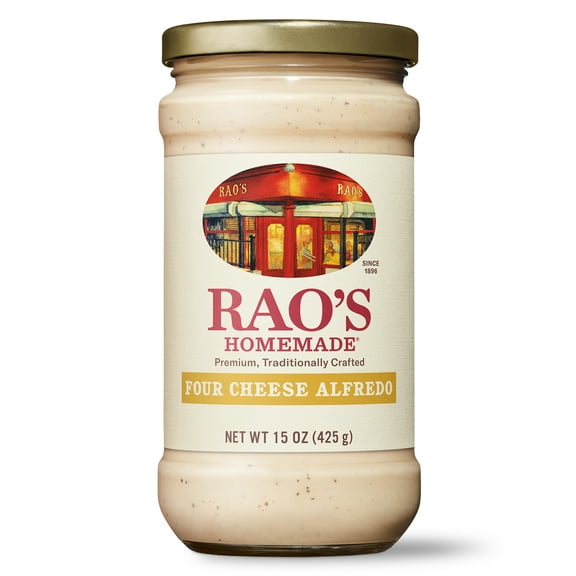Rao's Homemade Four Cheese Alfredo Sauce, Pasta Sauce with Parmesan, Romano, Asiago & Fontina, 15 Oz