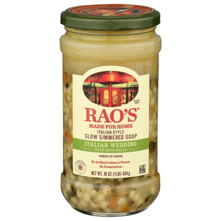 Rao's Homemade Italian Wedding Soup, 16oz, Real Vegetables, Traditional Italian Heat and Serve Soup, 1 Pound (Pack of 1)