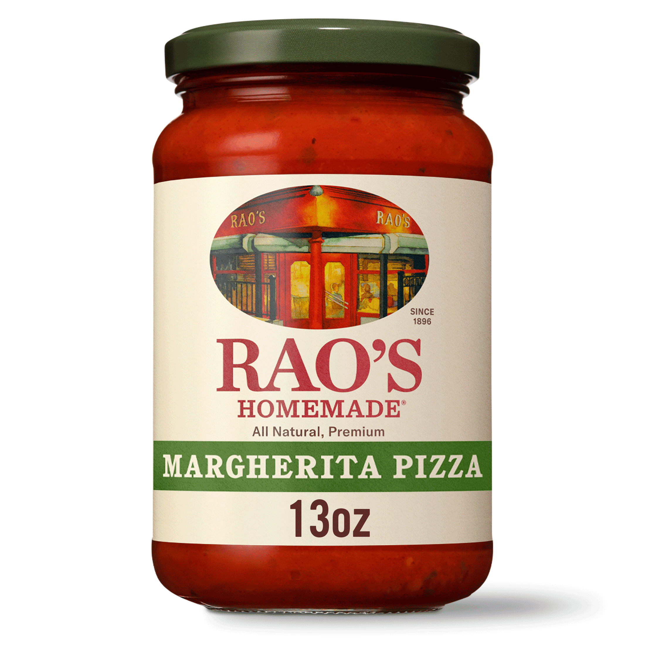 Rao's Homemade Margherita Pizza Sauce | 13 oz | Carb Conscious, Keto Friendly | All Natural | Premium Quality | Slow-Simmered | Made with Italian Whole Peeled Tomatoes, Natural Herbs & Olive Oil