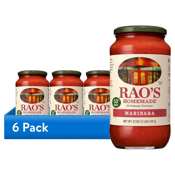 (6 pack) Rao's Homemade Marinara Sauce, Low Carb, All-Natural Spaghetti Sauce, 32 Oz