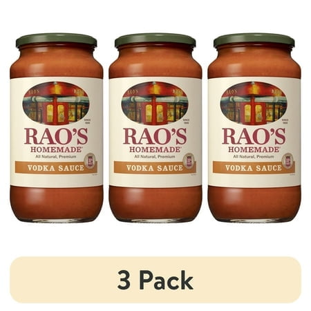 (3 pack) Rao's Homemade Vodka Sauce | 24 oz | Creamy Tomato Sauce | Pasta Sauce | Carb Conscious, Keto Friendly | All Natural, Premium Quality | With Parmigiano Reggiano and Pecorino Romano Cheeses & Vodka