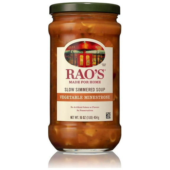 (2 pack) Rao's Made for Home Minestrone Soup, Ready to Eat Chunky Vegetable Soup, No Preservatives, 16 oz