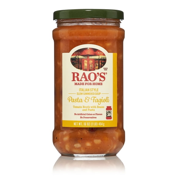 Rao's Made for Home Pasta & Fagioli Soup, Ready to Eat Vegetable Soup, No Preservatives, 16 oz