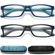 RaoOG 2 pack Blue Screen Readers with Spring Hinge, Blue Light Blocking Computer Rectangle Reading Glasses for Women/Men