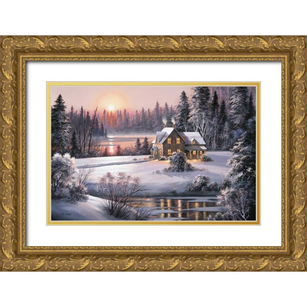DUBRAVKO RAOS Winter Evening 2000ピース Raos, Dubravko 18x13 Black Ornate Wood Framed with Double Matting