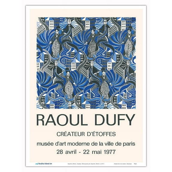 Raoul Dufy Fabric Designer (Créateur D'étoffes) - Charlie Chaplin Design - Vintage Art Exhibition Poster by Raoul Dufy c.1977 - Master Art Print (Unframed) 9in x 12in