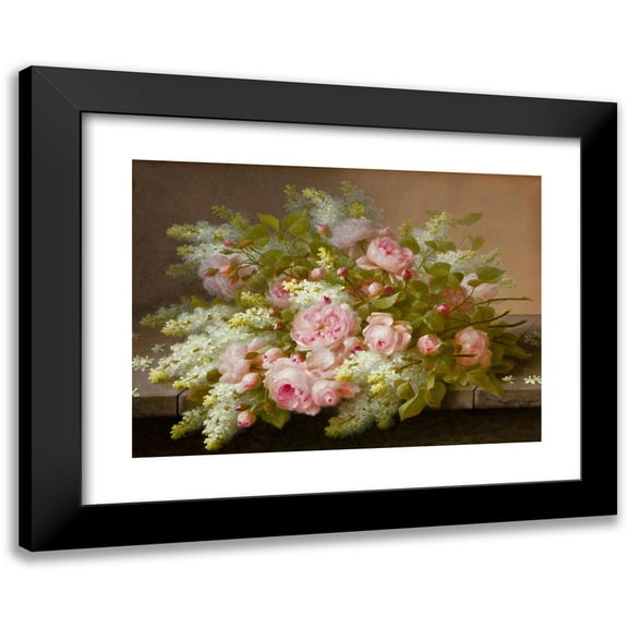 Raoul M. De Longpré 14x11 Black Modern Framed Museum Art Print Titled - Floral Still Life