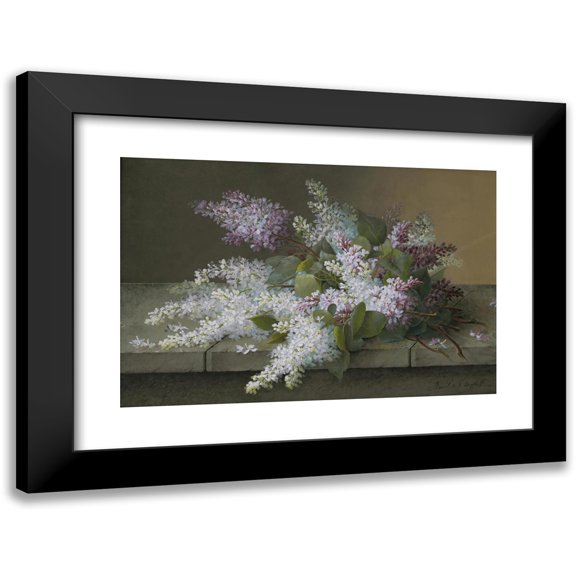 Raoul Marie Victor Maucherat de Longpre 14x11 Black Modern Framed Museum Art Print Titled - Branch of Lilacs