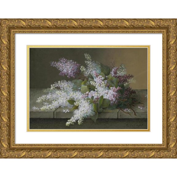 Raoul Marie Victor Maucherat de Longpre 24x17 Gold Ornate Framed and Double Matted Museum Art Print Titled - Branch of Lilacs