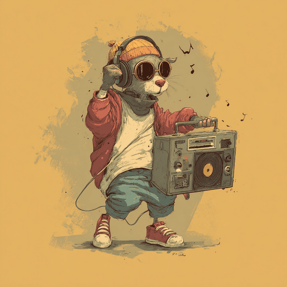 Rap DJ Mouse Car Decal, Cute Hip Hop Rat Sticker with Sunglasses and Retro Boombox, Funny Music Cartoon Vinyl for Car Window, Bumper, Laptop, Truck, Urban Style Streetwear Auto Accessory