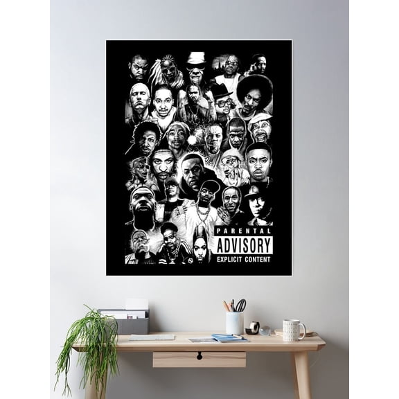 Rap Legends 74 Vintage T Classic Black Poster Wall Art, UNFRAMED PAPER POSTER