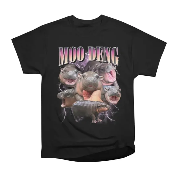 Rap MooDeng Baby Pygmy Hippo Cute Zoo Meme T-Shirt Tee Gift For Him Merch For Her Apparel
