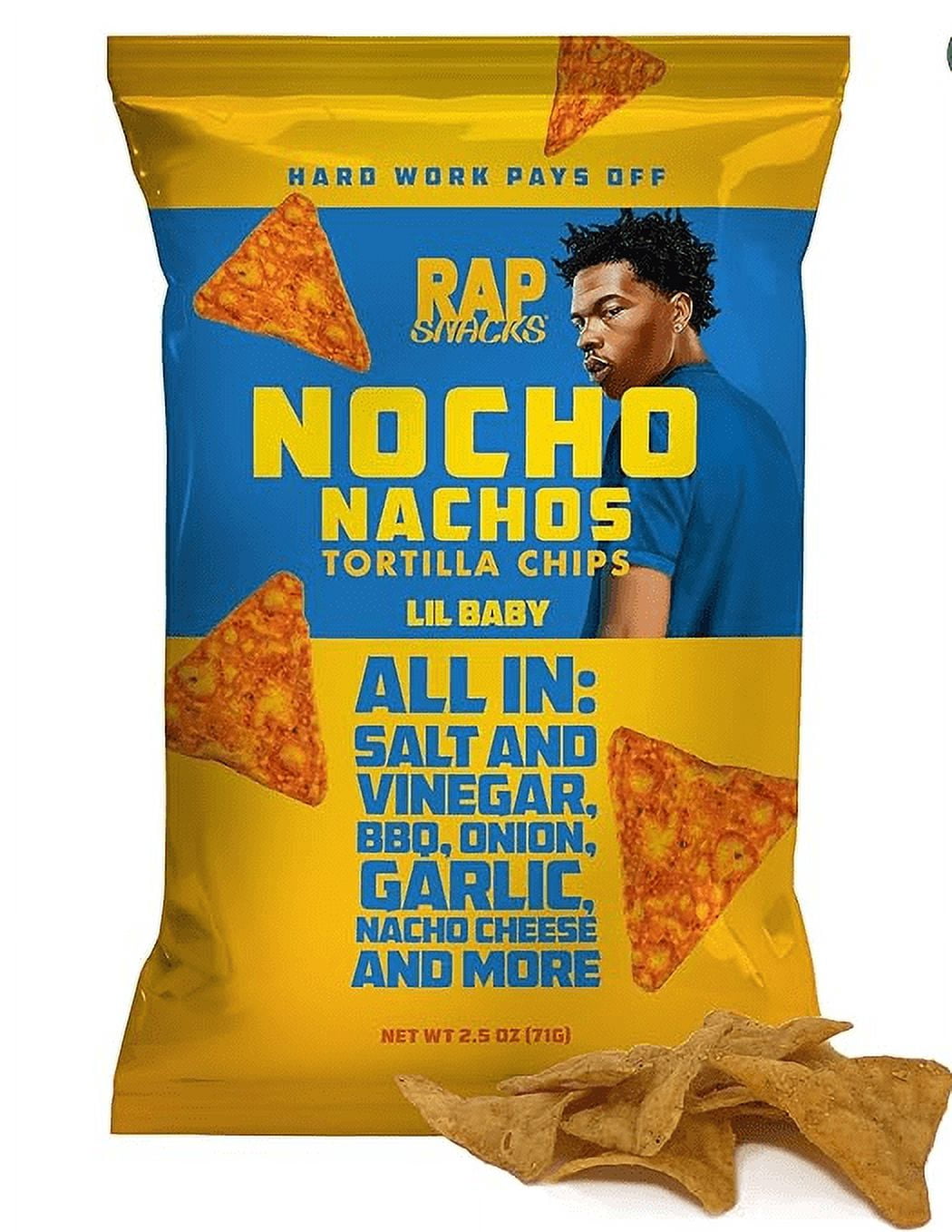 Rap Snacks Lil Baby All In Nocho Nachos Tortilla Chips 2.5 Oz BagsPack
