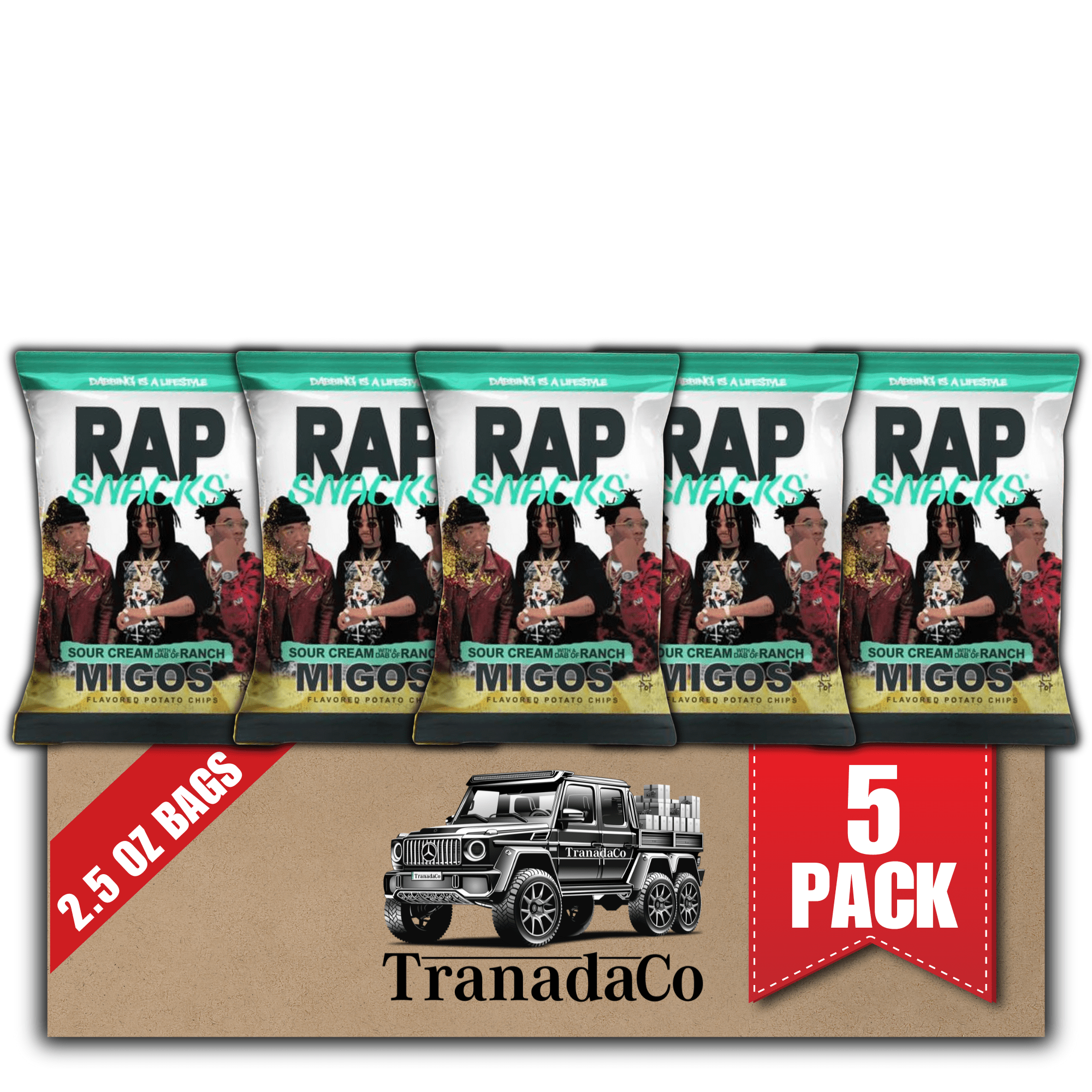 Rap Snacks Migos Sour Cream with Ranch 2.5oz Bags (5 Pack) by TranadaCo ...
