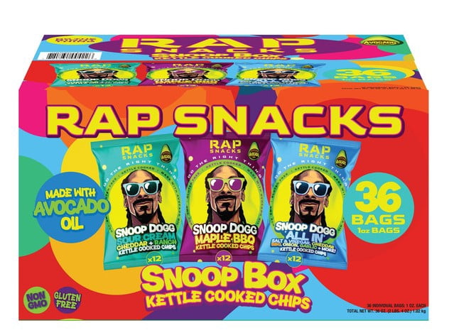 Rap Snacks Snoop Box Kettle Cooked Chips Variety Pack, 1 oz, 36-count