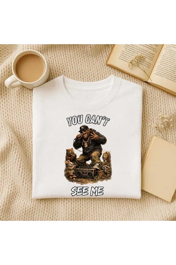 Rap Style Bigfoot Forest Graphic Shirt, Sasquatch Cryptid Hip Hop Illustration Tee, Comfort Colors Unisex Cotton T-Shirt, Size S-3XL