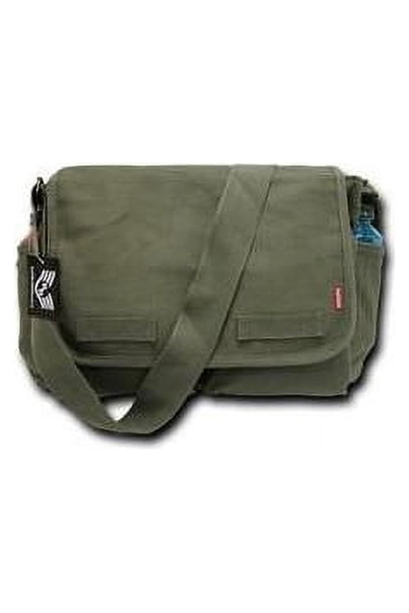 RapDom Classic Military Messenger Bag [Woodland Camouflage - 19"W x 14.5"H x 7"D]