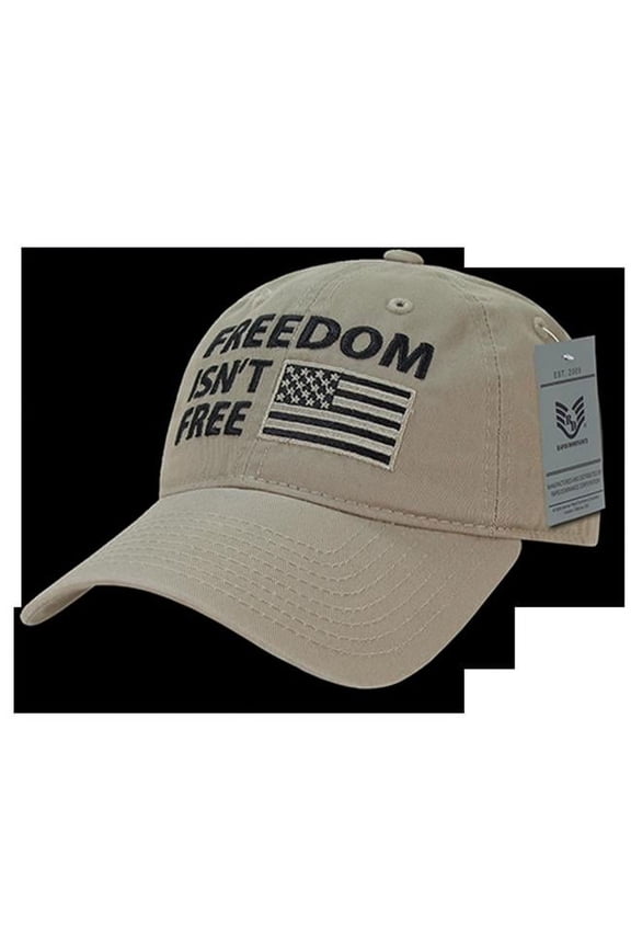 RapDom Freedom Isn't Free Graphic Relaxed Mens Cap [Khaki - Adjustable]