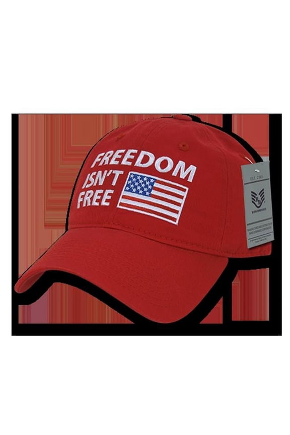 RapDom Freedom Isn't Free Graphic Relaxed Mens Cap [Red - Adjustable]