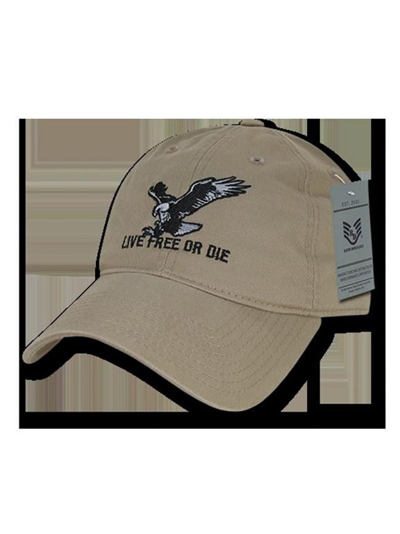 RapDom Live Free Or Die Relaxed Graphic Mens Cap [Khaki - Adjustable]
