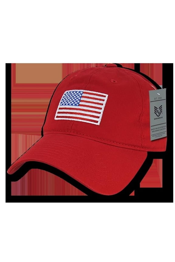 RapDom Original USA Flag Graphic Relaxed Mens Cap [Red - Adjustable]