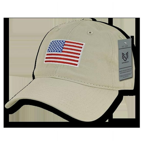 RapDom Original USA Flag Graphic Relaxed Mens Cap [Stone - Adjustable]