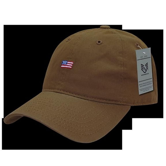 RapDom Small USA Flag Graphic Relaxed Mens Cap [Coyote Brown - Adjustable]