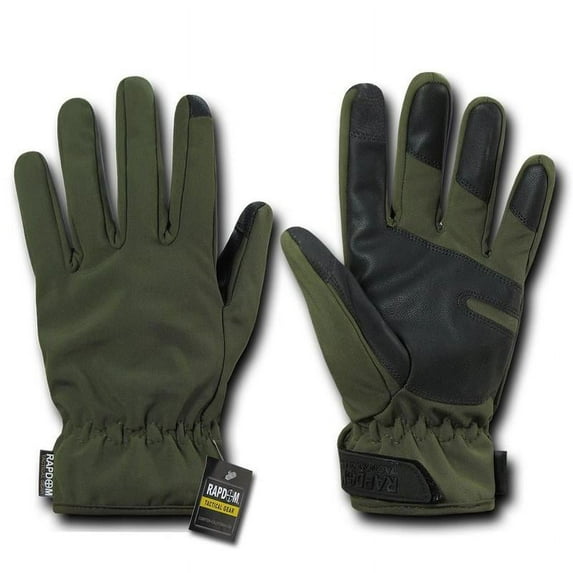 RapDom Soft Shell Olive Drab Winter Gloves w/ Touch Screen Device Tips (S)