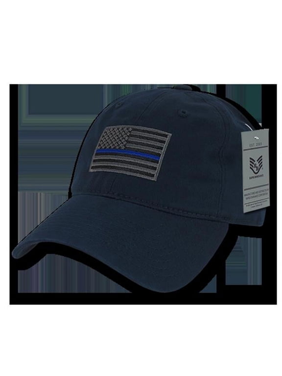 RapDom Thin Blue Line Graphic Relaxed Mens Cap [Navy Blue - Adjustable]