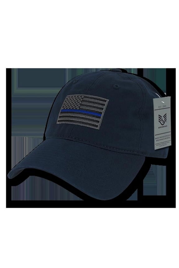 RapDom Thin Blue Line Graphic Relaxed Mens Cap [Navy Blue - Adjustable]