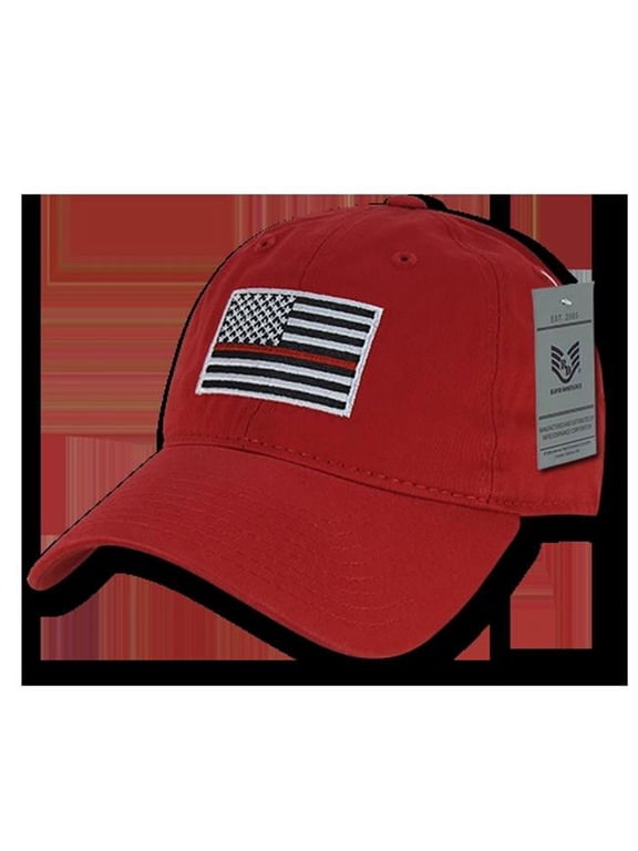 RapDom Thin Red Line Graphic Relaxed Mens Cap [Red - Adjustable]