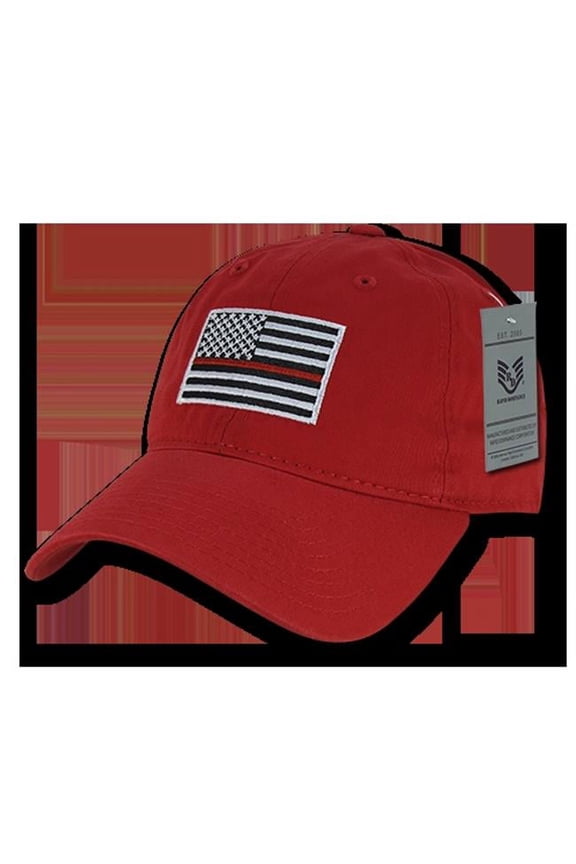 RapDom Thin Red Line Graphic Relaxed Mens Cap [Red - Adjustable]