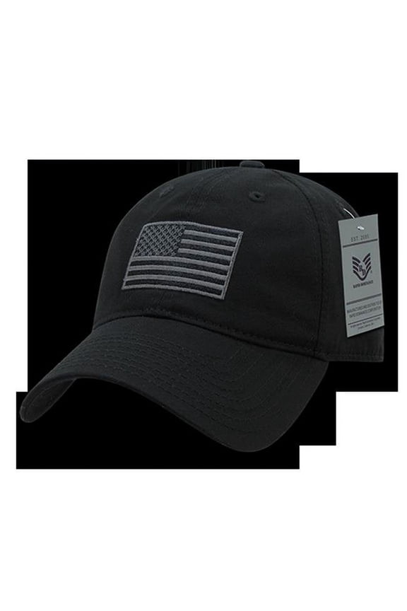 RapDom Tonal US Flag Graphic Relaxed Mens Cap [Black - Adjustable]