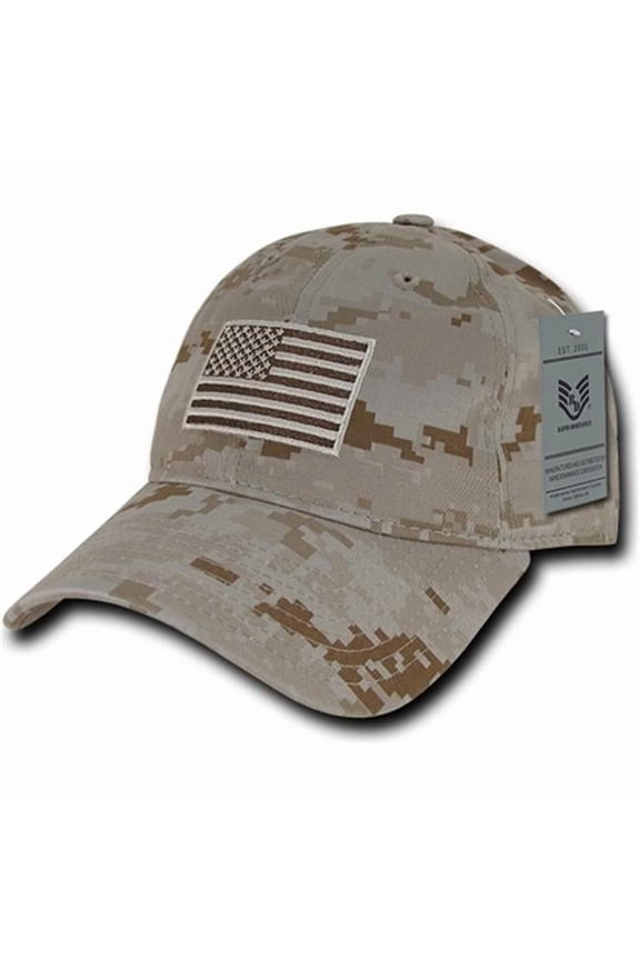 RapDom Tonal US Flag Graphic Relaxed Mens Cap [Desert Camouflage - Adjustable]