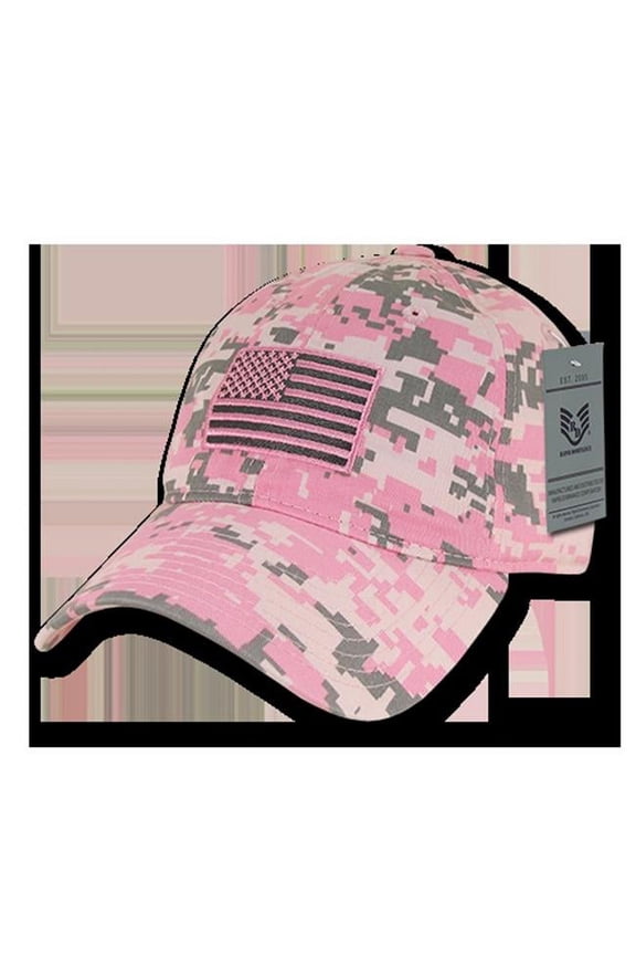 RapDom Tonal US Flag Graphic Relaxed Mens Cap [Pink Digital - Adjustable]