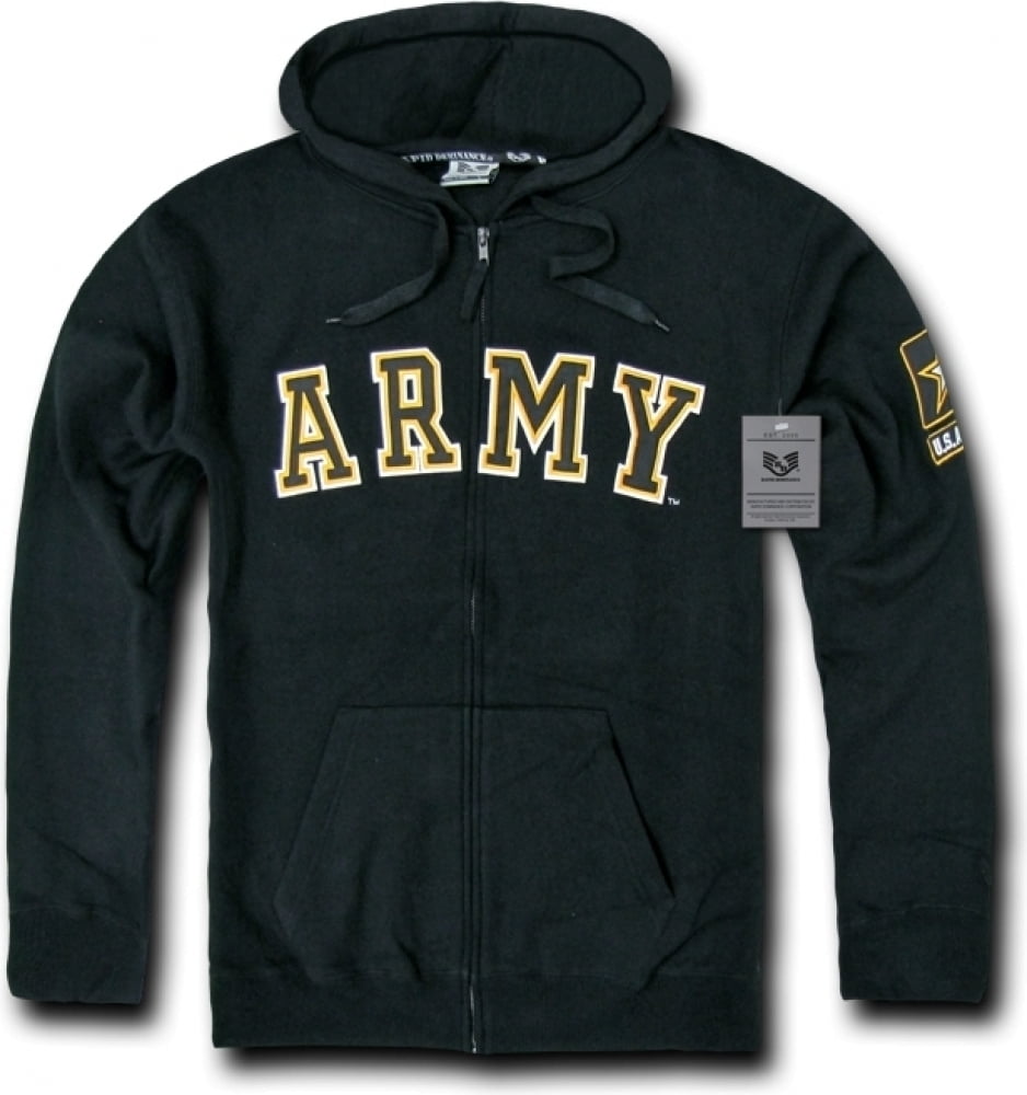 RapDom U.S. Army Full Zip-Up Mens Hoodie Jacket [Black - 2XL